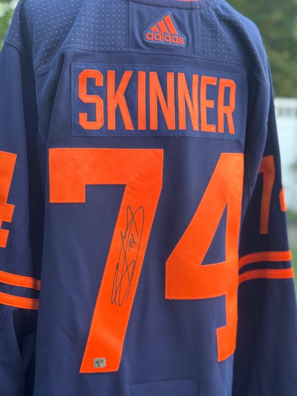 Stuart Skinner Signed Edmonton Oilers Adidas Jersey COA East Coast 74